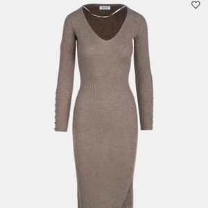 Naadam Cashmino Ribbed V-Neck Sweater Dress (Size M)